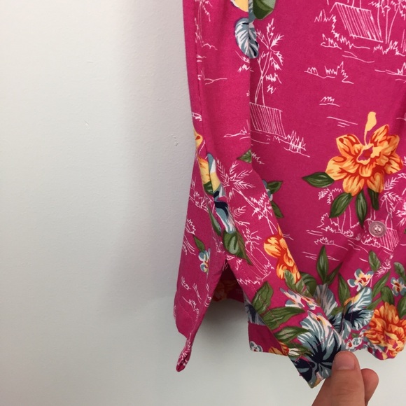 Bill Blass Hot Pink Hawaiian Shirt Petite Small - Picture 4 of 5